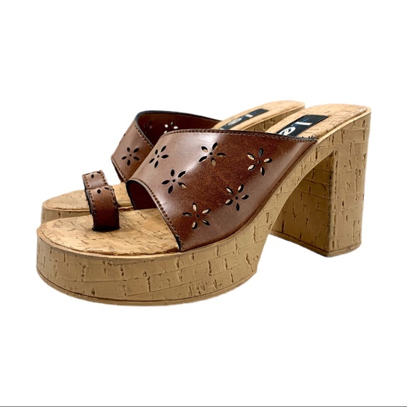 Vintage LEI 90s Y2K Chunky Heel Platform Slides 7 - Picture 2 of 16